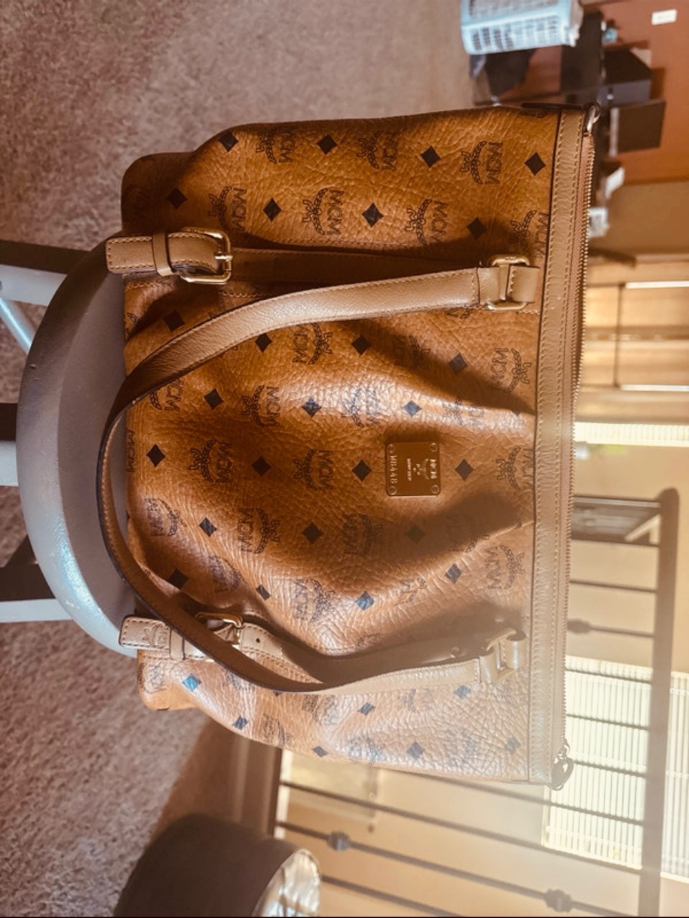 MCM Brown Logo-Print Shoulder Bag